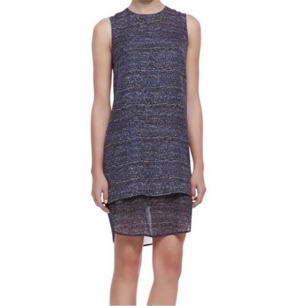 Theory Silk Hassil C Tweed Printed Knee Length Dress